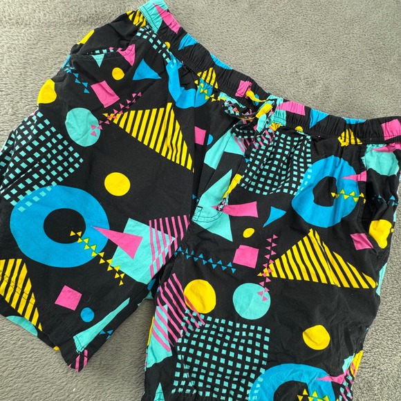 Massive Other - Massive Mens XL Retro 80s 90s Memphis Geometric Neon Shorts Black 19G415